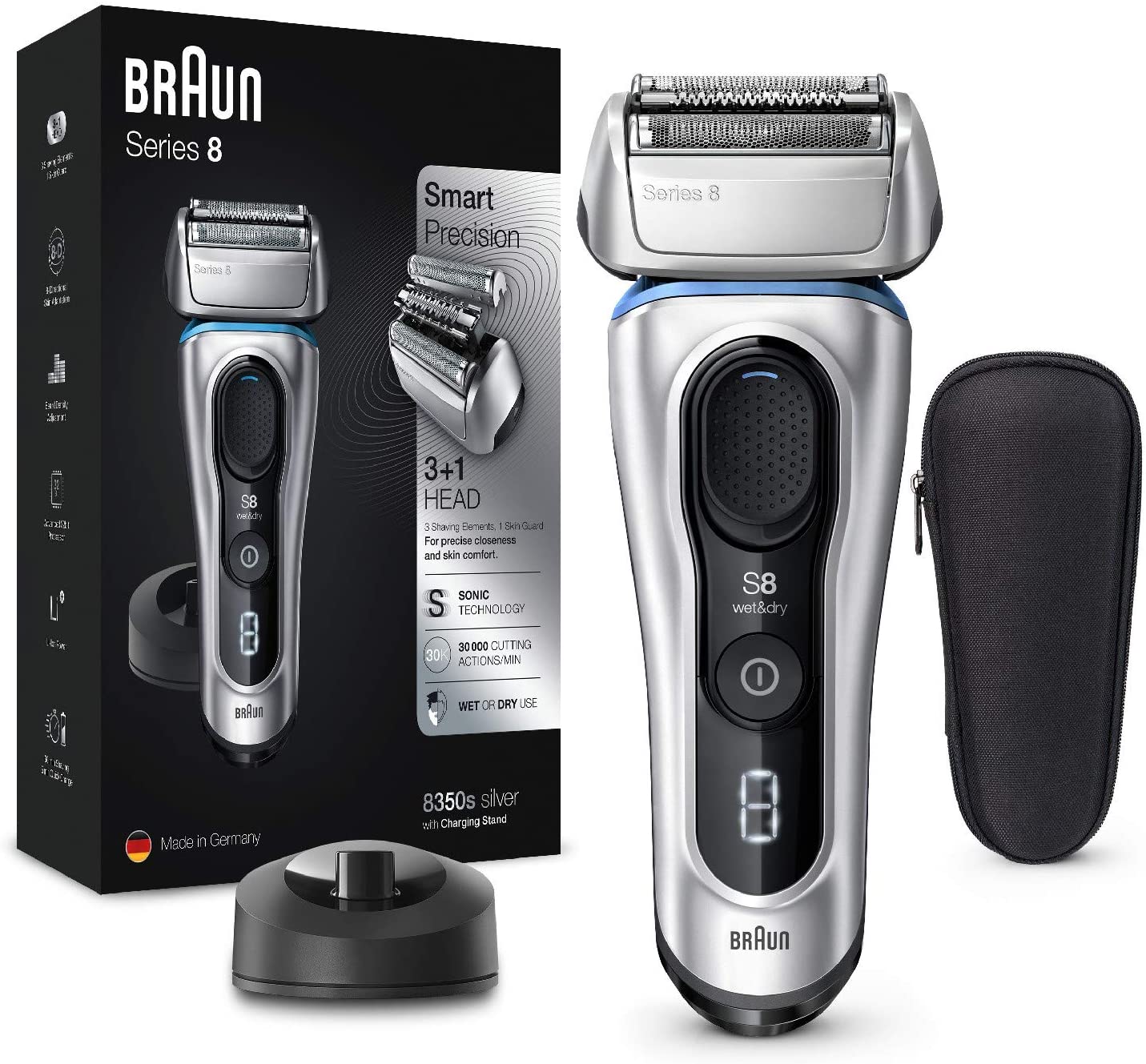 Rasoio da barba Braun Serie 8 8350S Silver Wet&Dry 81666112